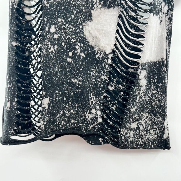 Gilded Intent Distressed Top Black/Gray Women's Size Small Tie Dye Short Sleeve - Picture 3 of 8